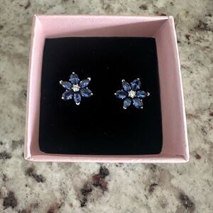 PANDORA Elegant Blue Floral Stud Earrings